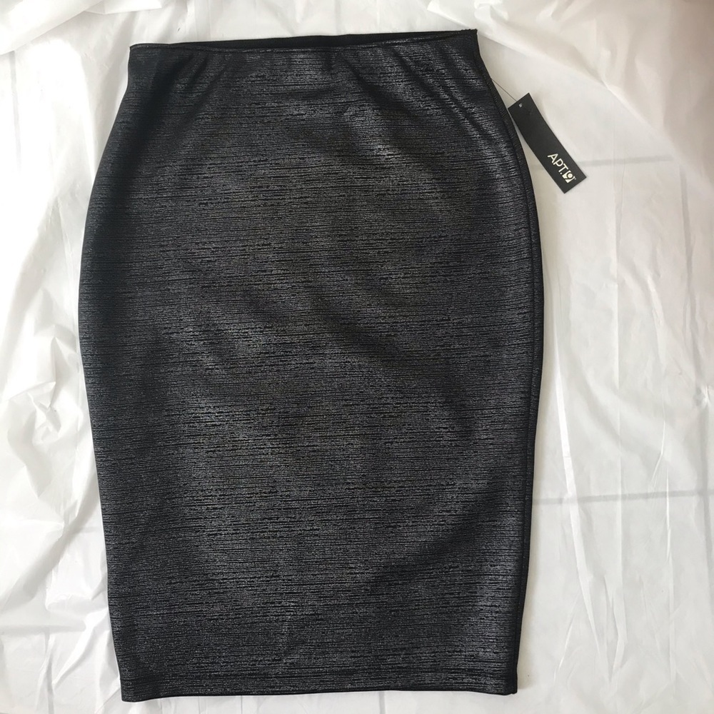 Apt.9 NEW High Waist Ponti Stretch Skirt BodyCon Midi shimmer Tags